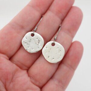 Silver Hammered Disc Earrings - Handmade & Hypoallergenic